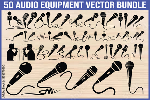 Audio Equipment Microphone Vector Set