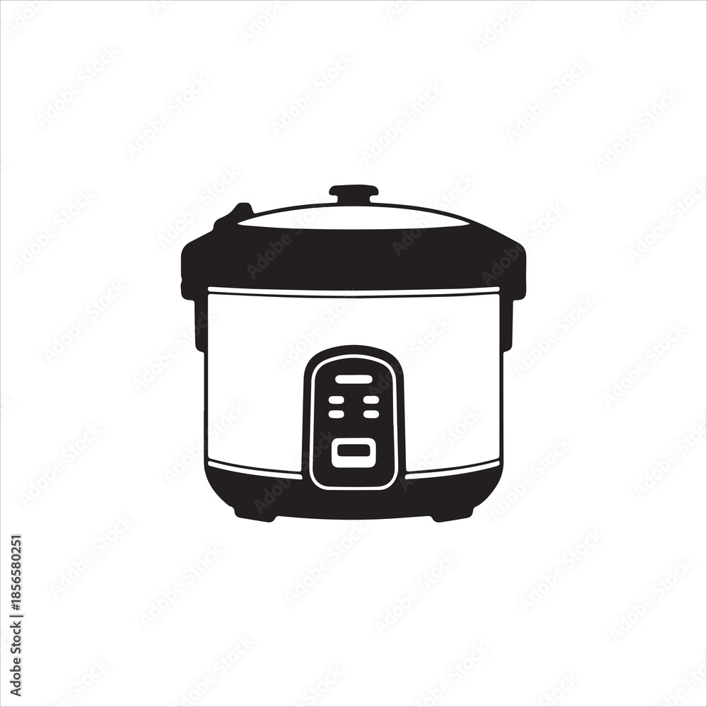 Obraz premium Silhouette rice cooker kitchen appliance automated machine vector illustration