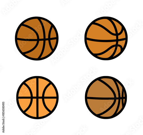 4 basketball illustrations, transparent background
