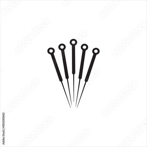  Silhouette acupuncture needles group minimalist healthcare medicine vector illustration