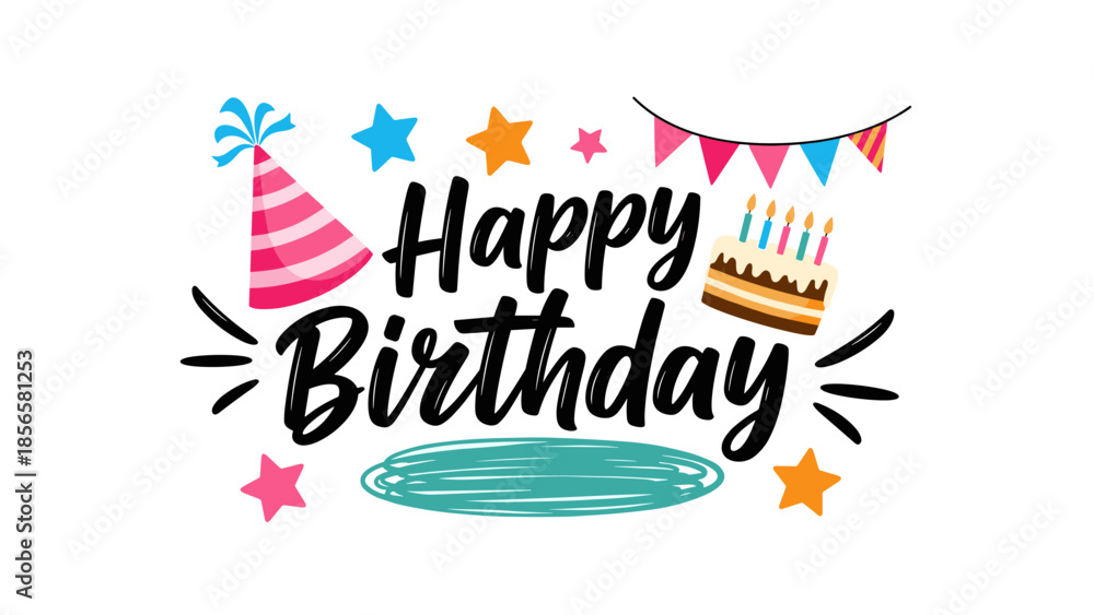 Obraz premium Bold Comic Style Happy Birthday Greeting with Green Burst Background