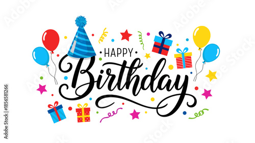 Bold Comic Style Happy Birthday Greeting with Green Burst Background