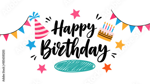 Bold Comic Style Happy Birthday Greeting with Green Burst Background
