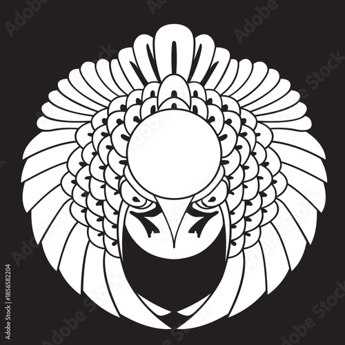 日本の伝統的な家紋「雀」のイラストです