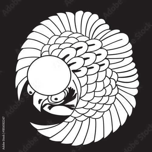 日本の伝統的な家紋「雀」のイラストです