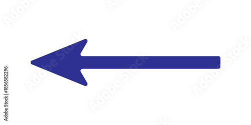 Blue arrow icon. long arrow icon pointing to left side. Blue long arrow icon . long arrow icon isolated on white background.
