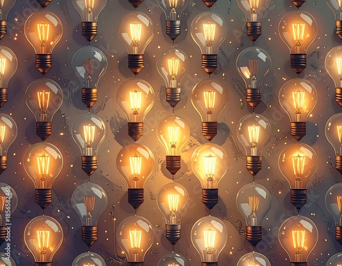 Many glowing light bulbs arranged in a grid pattern