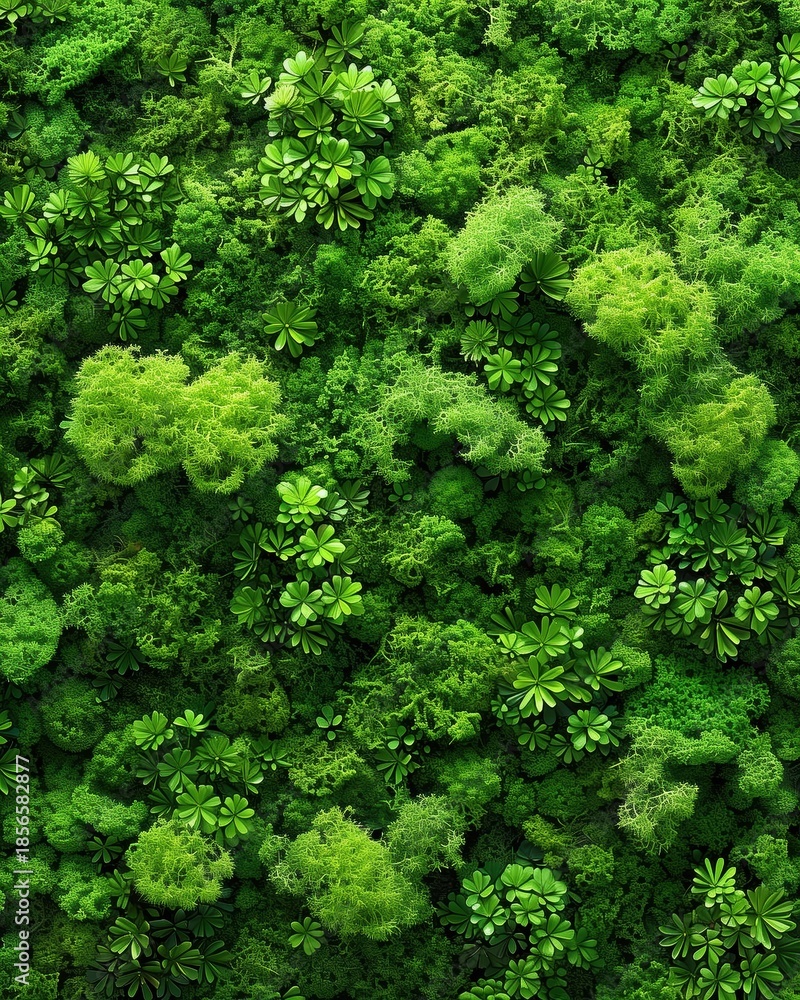 Naklejka premium Lush green moss wall texture background featuring dense natural forest vegetation.