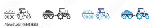 Agriculture Machinery Icon Set, Tractor and Farm Transport Symbols Collection, Farming Equipment Concept, Vector Illustration