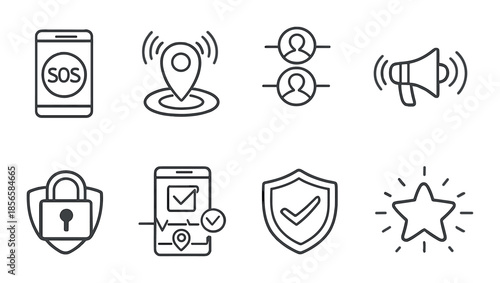 Mobile security and communication icons on gradient background