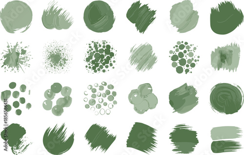 Green, paint, textures, collection, illustration, showing, brush, strokes, splashes, watercolor, acrylic, abstract, artistic, backgrounds, design, elements, creative, art, set, palette