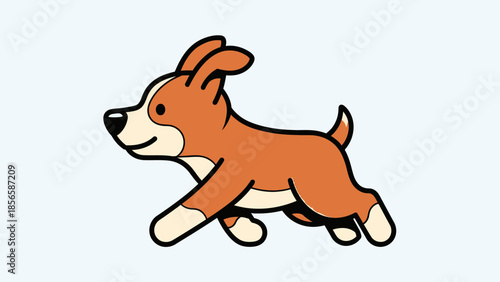 Cartoon Dog Running with Floppy Ears.