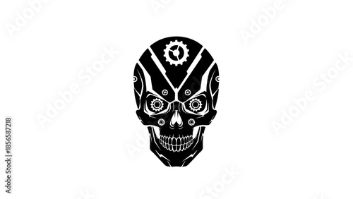 Decorative Skull with Mechanical Design Elements.