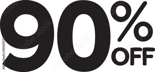 Bold black 90 off text a simple graphic for sales promotions and discount announcements isolated on a white background