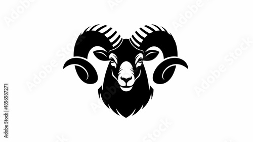 Black Silhouette of a Ram Head.