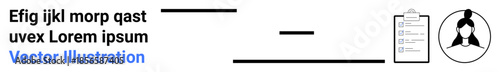 Human resources, data analysis, identity verification, business organization, personnel review, professional planning. Layout with checklist and abstract profile image. Identity verification and HR
