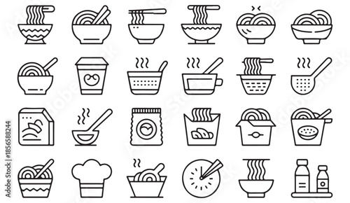 Food and Beverage Line Symbols Pack for Cafe and Menu Graphics
