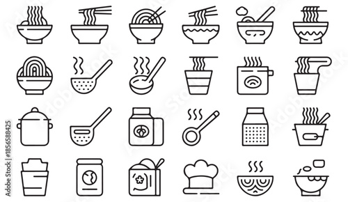 Minimal Cooking and Food Line Icons Collection for Kitchen and Restaurant Design