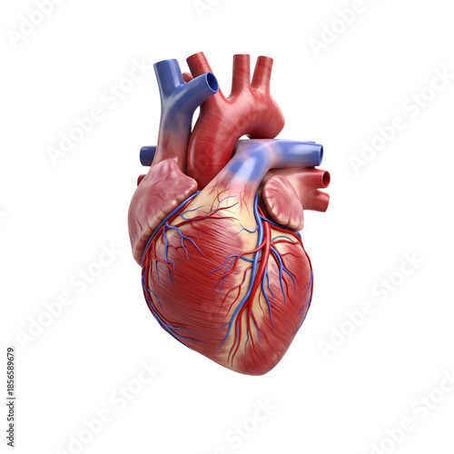 Anatomical human heart model with arteries and veins