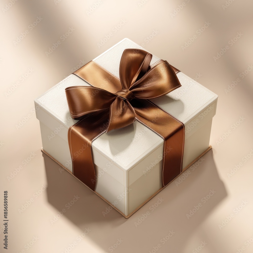 Obraz premium Gift box with brown ribbon elegant present