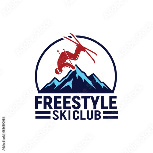 Freestyle Ski Club Mountain Vector Logo