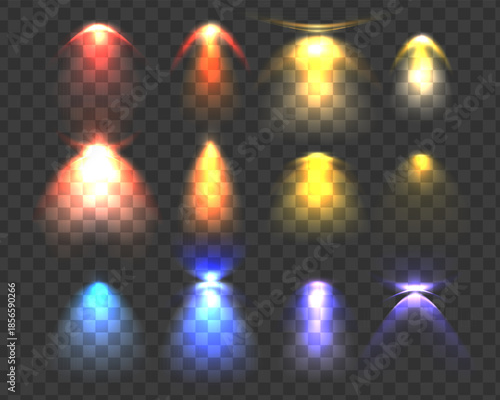 Colorful light effects on transparent background