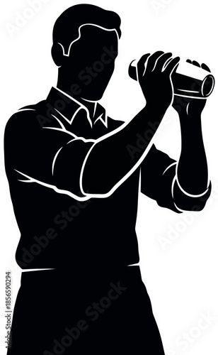Man Drinking from Bottle.