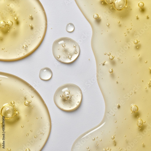 Top-down Close-up of Golden Anti-aging Serum Texture