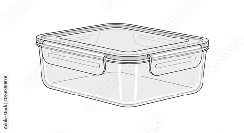 Empty clear plastic food storage container with a secure lid, designed for kitchen organization and meal preparation needs.