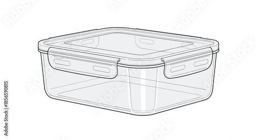 Rectangular clear plastic food storage container with a secure locking lid is shown to illustrate kitchen organization and meal prep solutions.