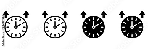 Uptime and Downtime Icon with Clock Arrow Up and Arrow Down, Flat Vector Illustration Symbol for System Status, Performance Monitoring, Reliability Metrics, Technology Interface Design
