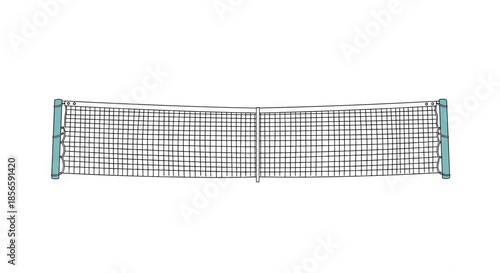 Detailed hand drawn illustration of a sports net used for tennis or volleyball games on a plain white background.