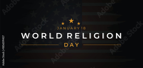 World Religion Day Celebration Poster With January 18 Theme In American Flag Colors