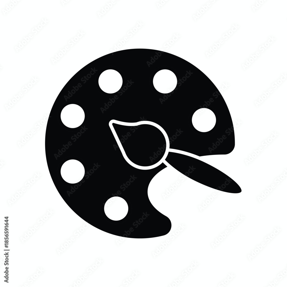 Fototapeta premium Color palette solid icon for design, creativity and art concepts. Clean filled vector design for graphic design, branding, UI, creative apps, websites and digital projects.