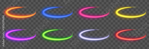 Colorful light orbs in circular patterns