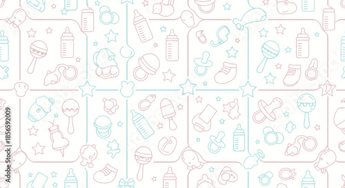 Delicate pastel baby pattern perfect for backgrounds, fabric designs, or nursery decor, evoking