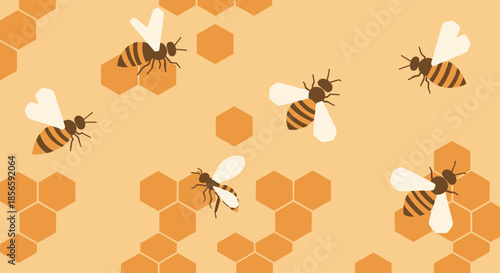 Delightful bee and honeycomb pattern creates a sweet and nature-inspired design aesthetic