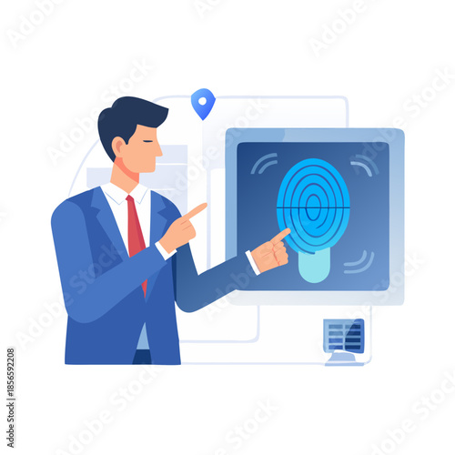 Secure digital folder with fingerprint icon data security and encrypted file access glowing futuristic interface protecting sensitive information