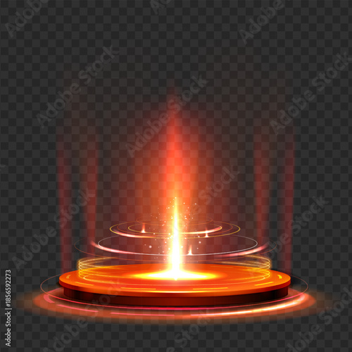 Illuminated orb within transparent cylinder