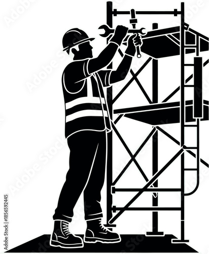 Construction Worker on Scaffolding.
