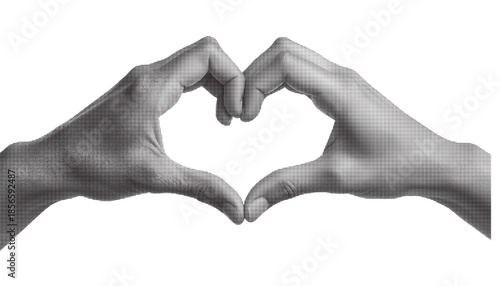 Halftone Heart Hands Gesture Illustration Retro Pop Art
