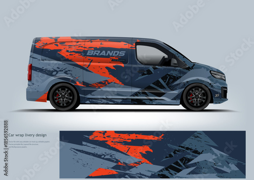 Stylish automotive wrap design showcasing dynamic stripe elements on a modern hatchback vehicle. Suitable for visual presentations related to transportation, vehicle customization, and graphic design 