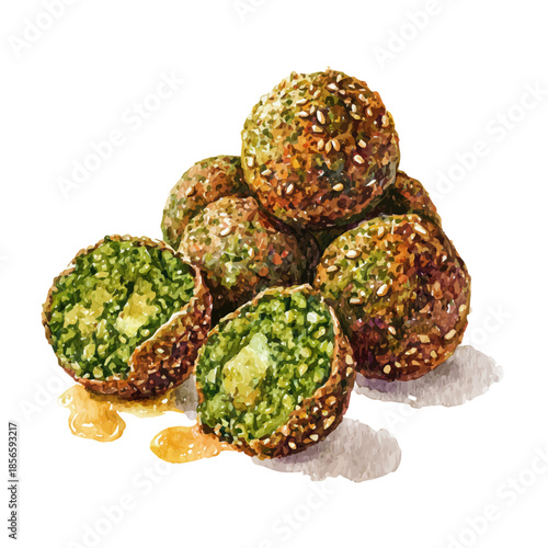 Falafel, watercolor illustration, vector style, isolated on a white background.