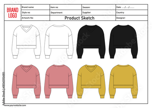 Multicolor sweatshirt blouse tops vector illustration template for ladies
