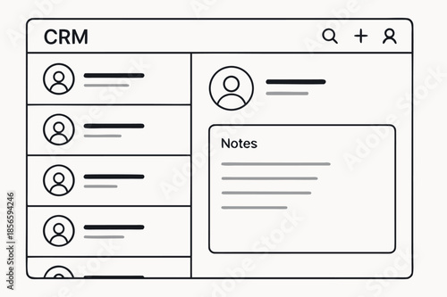 CRM Dashboard Interface Illustration on White Background