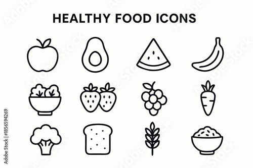 Healthy Food Line Icons Set