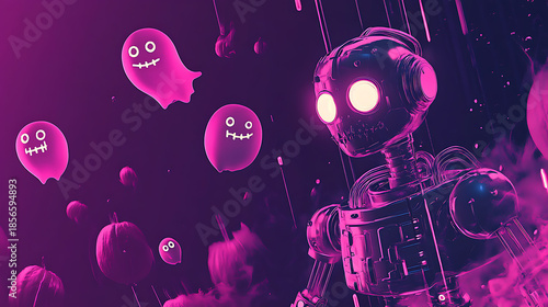 Wallpaper Mural Adorable Halloween-themed background design, ideal for creating playful and festive backdrops or wallpapers. Torontodigital.ca