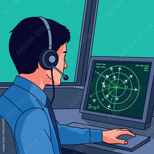 Air Traffic Controller Working.