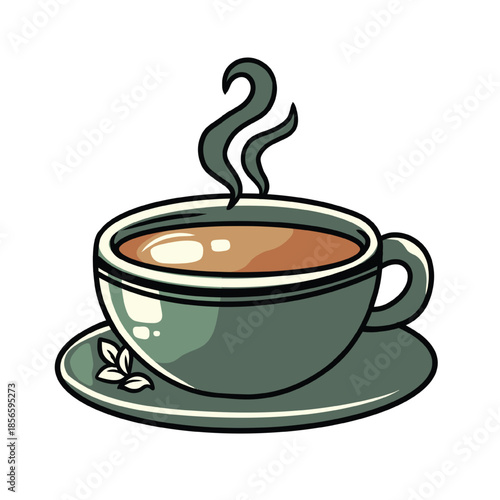 Cozy Brown Tea Cup with Heart Symbol Illustration