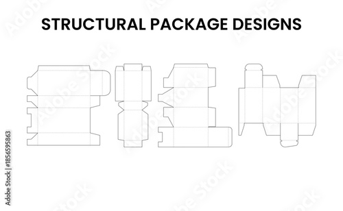 Structural Package Designs Line Art.